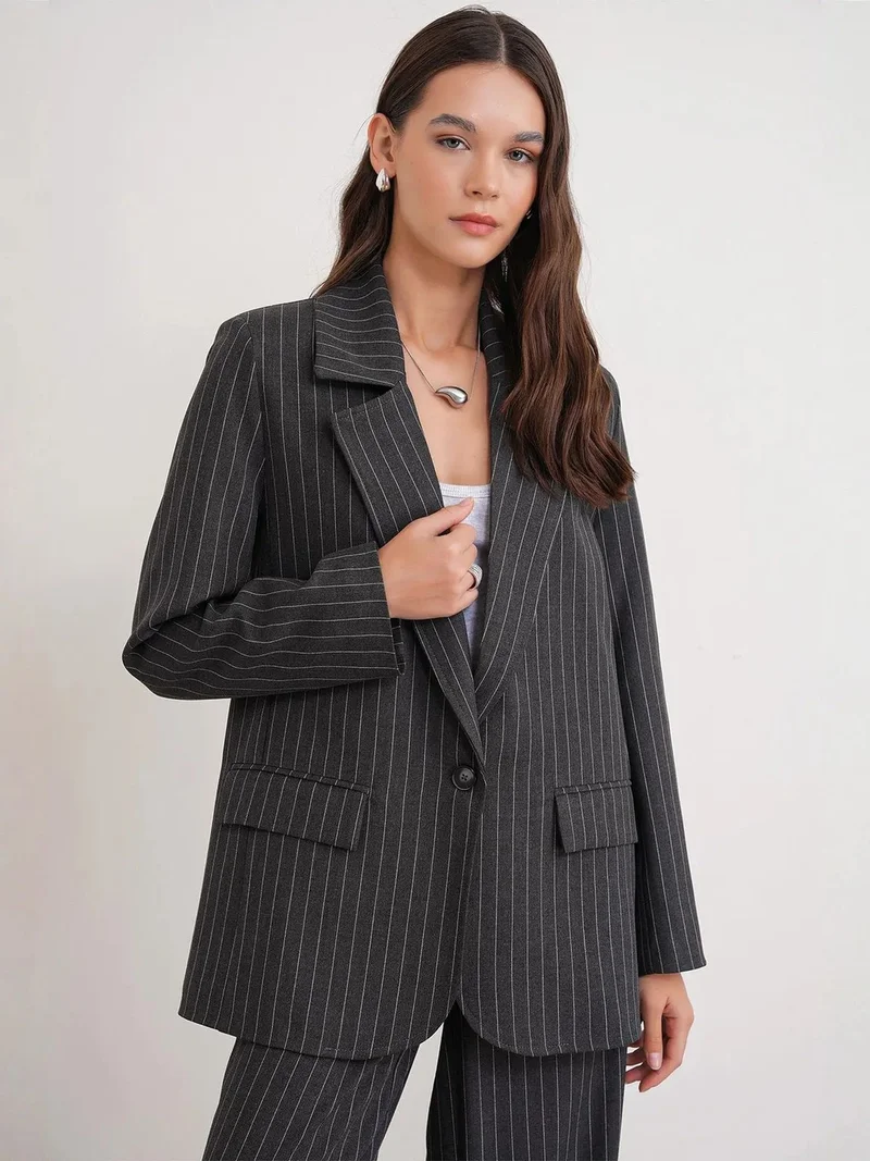 MixRay MIXRAY Striped Oversize Blazer